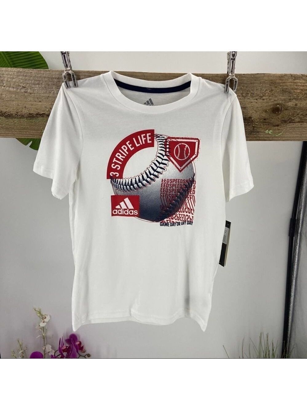 Adidas Baseball Graphic Tee  Youth Size 7  NWT